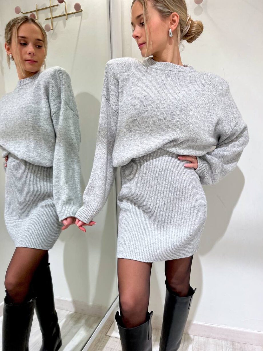 Shop Online Minigonna in maglia grigia a coste Vicolo