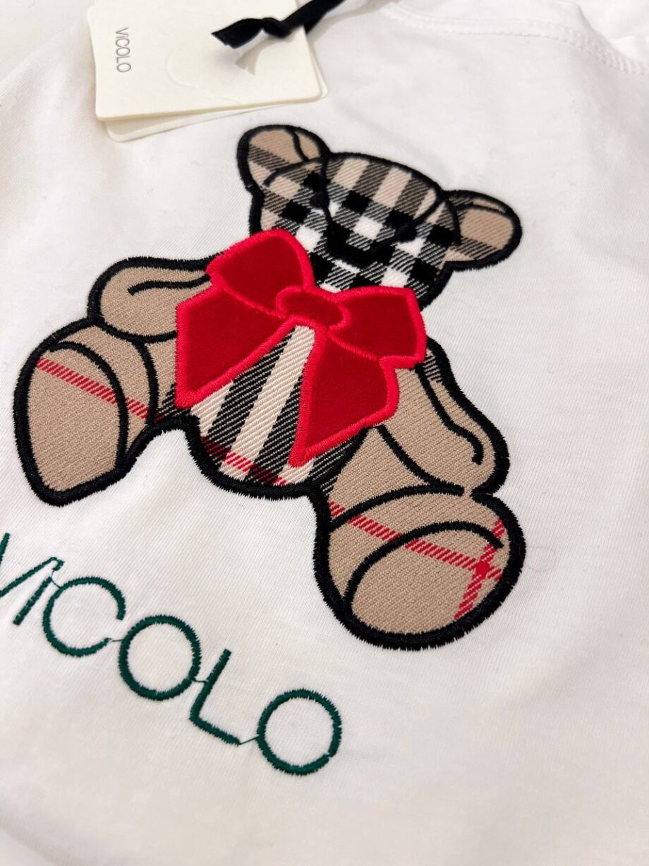 Shop Online T-shirt bianca con patch teddy check Vicolo