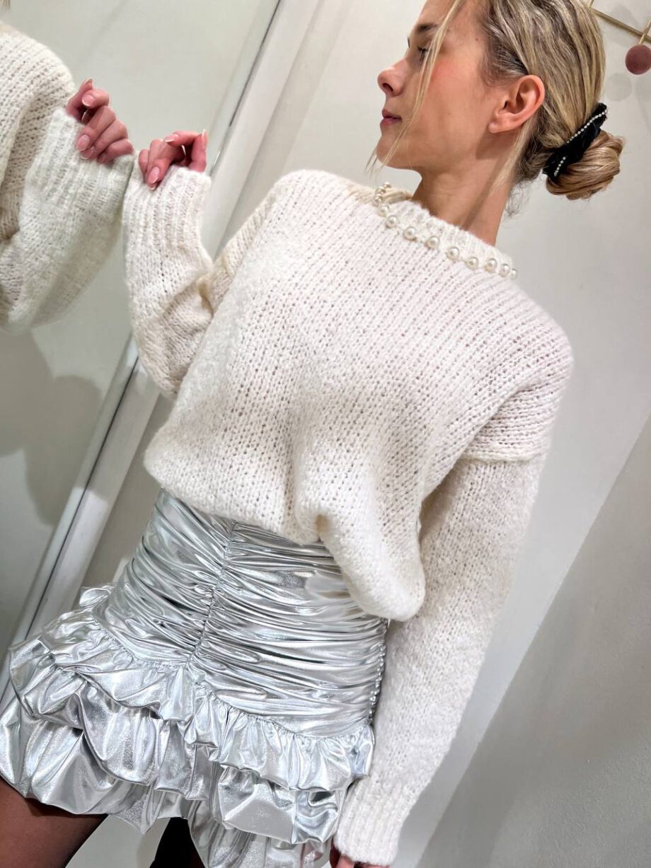 Shop Online Maglione girocollo bianco con perle Kontatto