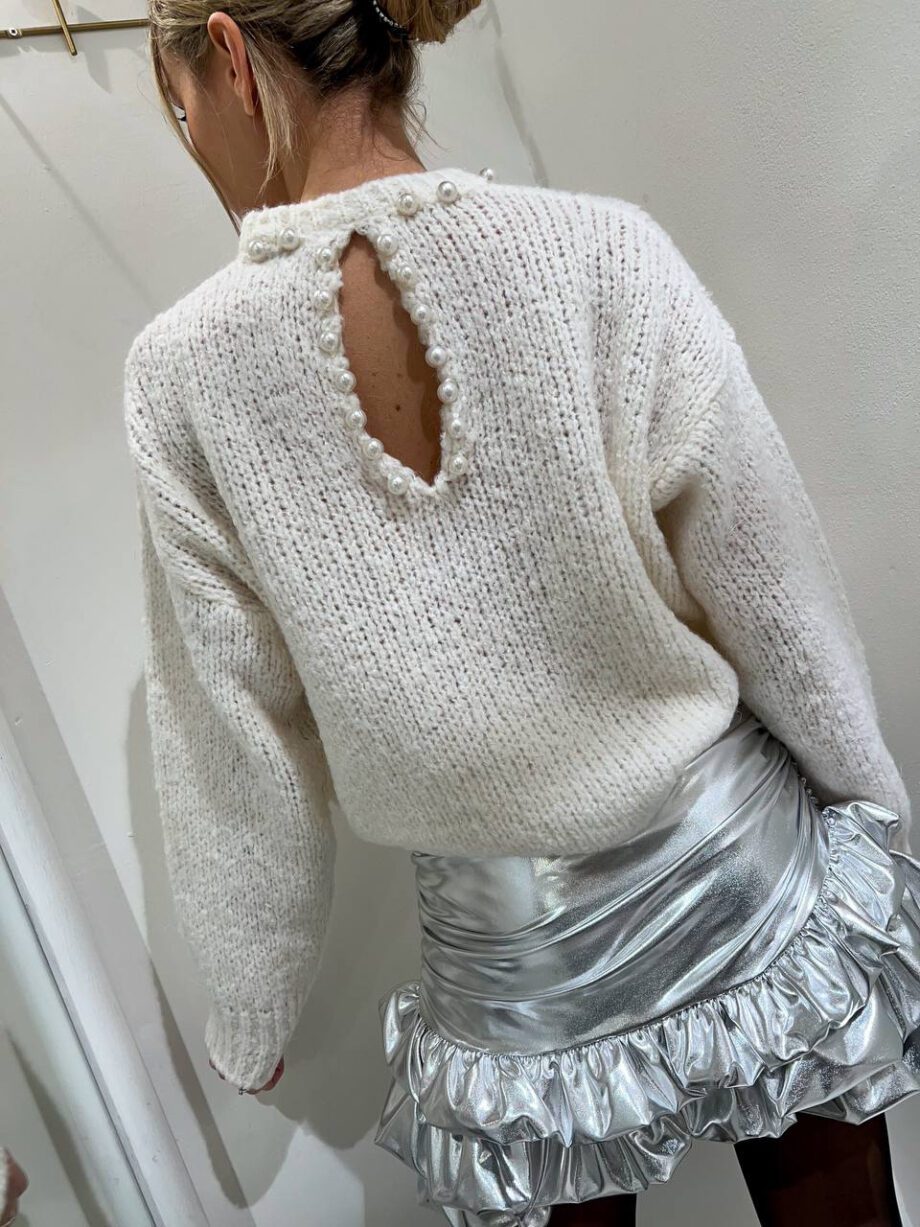 Shop Online Maglione girocollo bianco con perle Kontatto