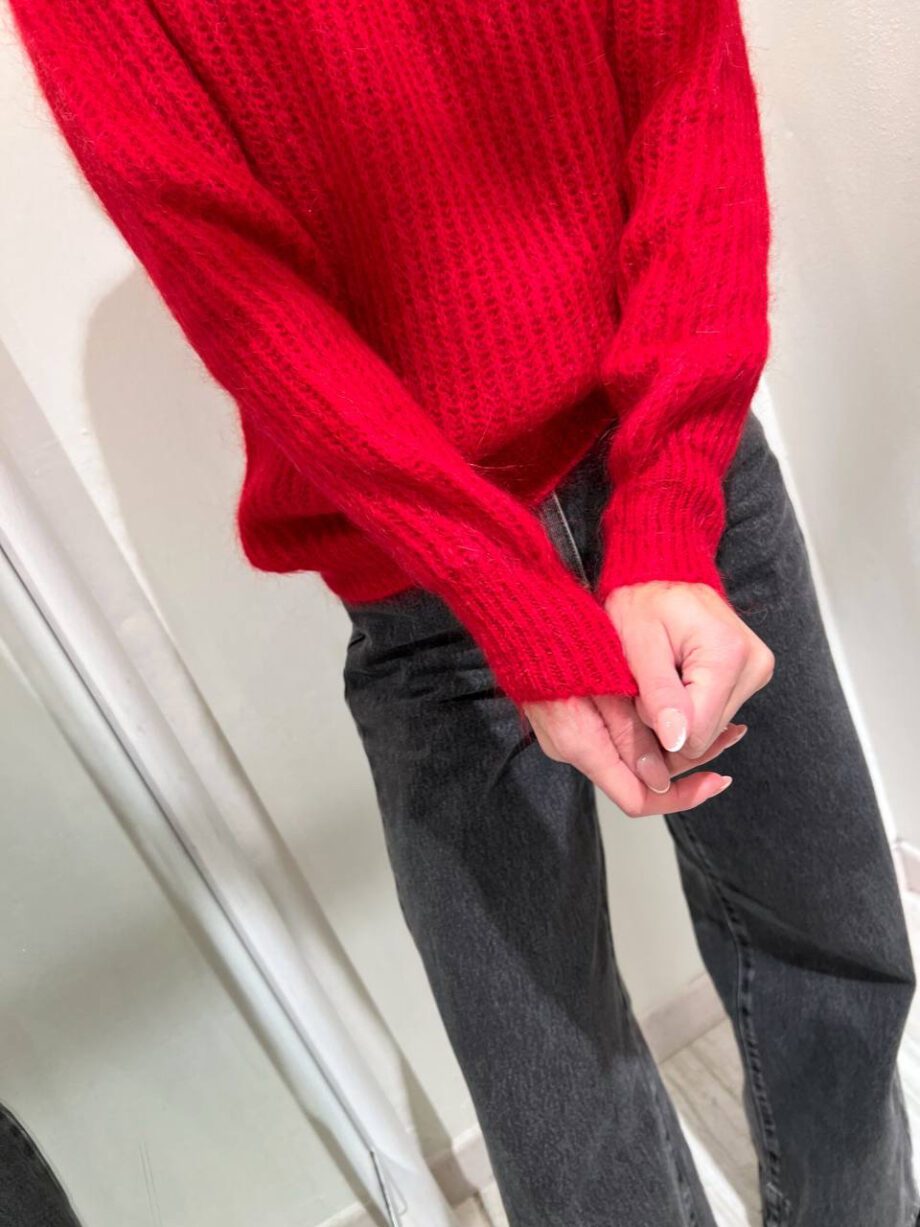 Shop Online Maglione girocollo in mohair rosso Vicolo