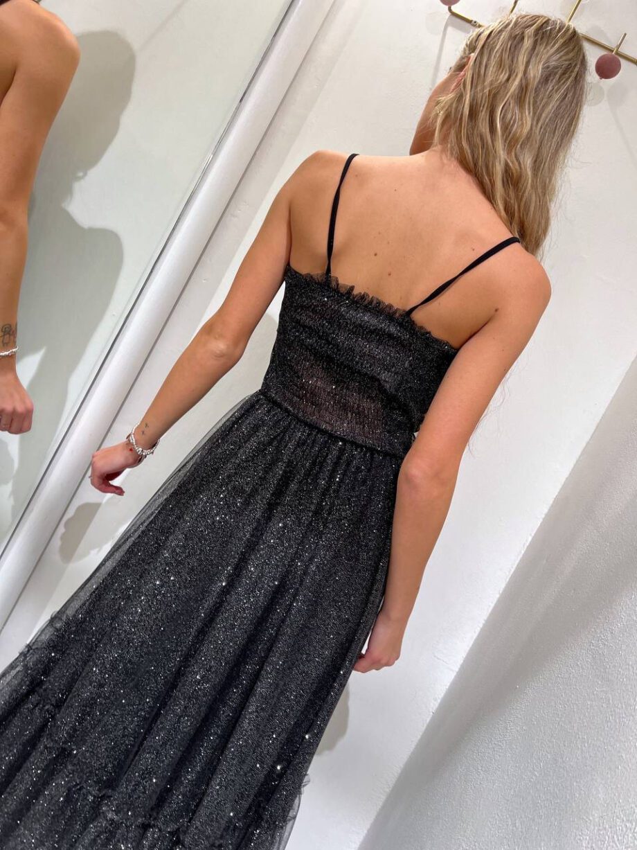 Shop Online Vestito lungo in tulle nero glitter Vicolo