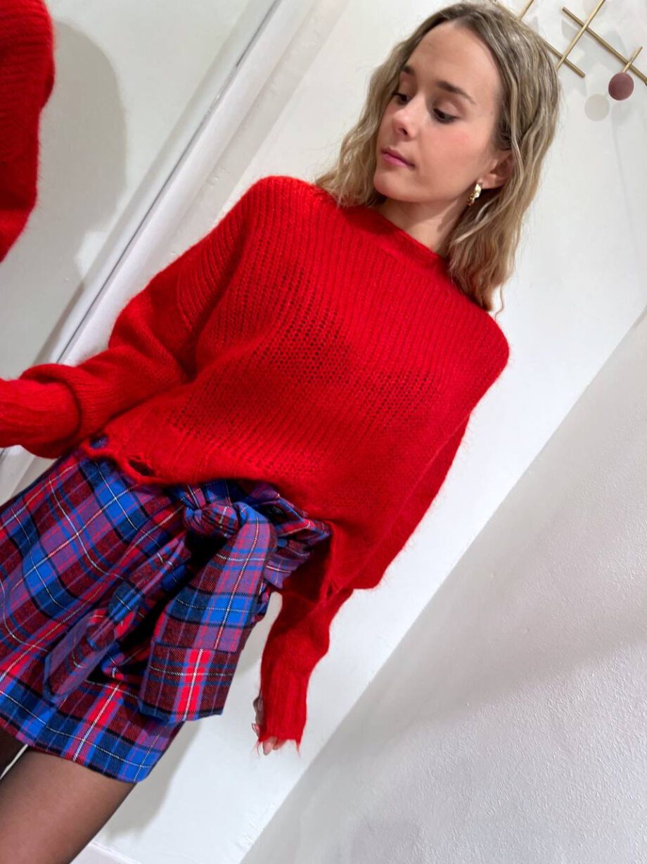 Shop Online Maglione ampio rosso con rotture Vicolo