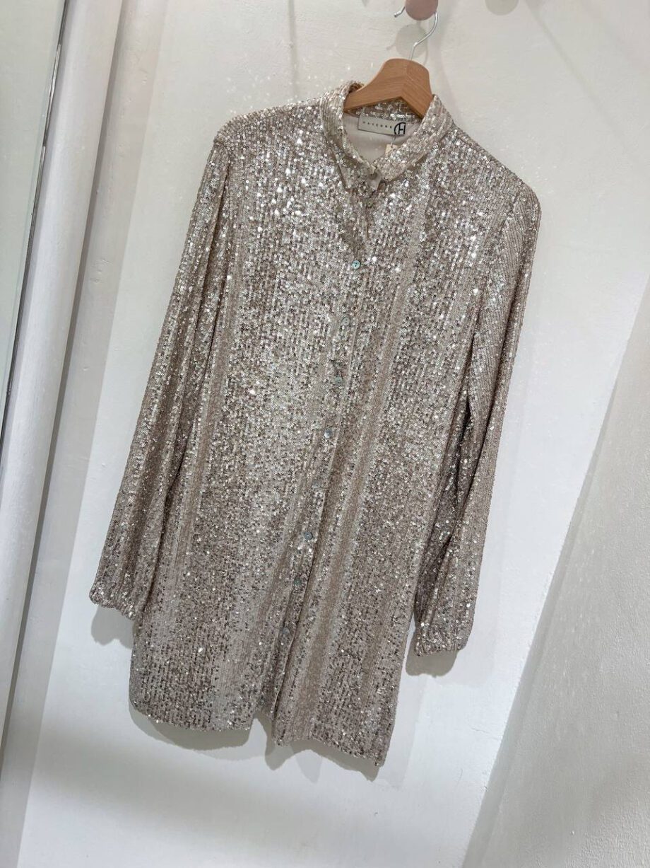 Shop Online Vestito camicia in paillettes argento HaveOne