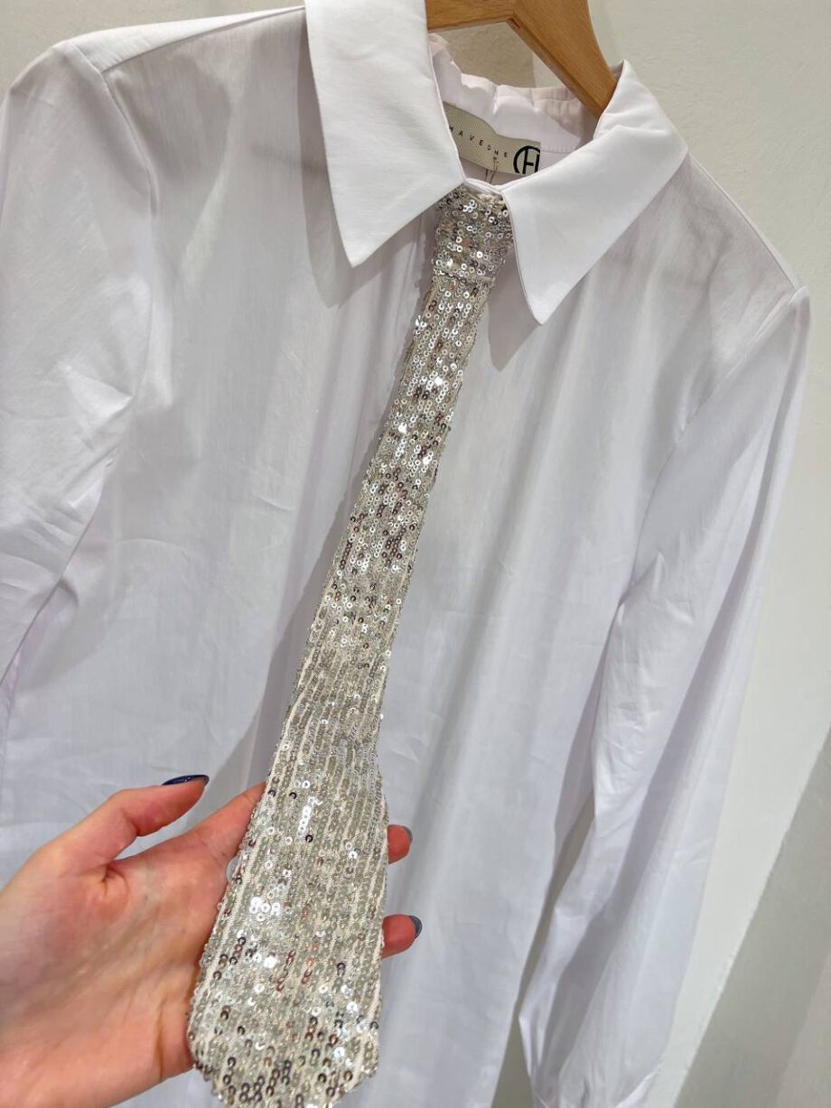 Shop Online Camicia bianca con cravatta paillettes HaveOne