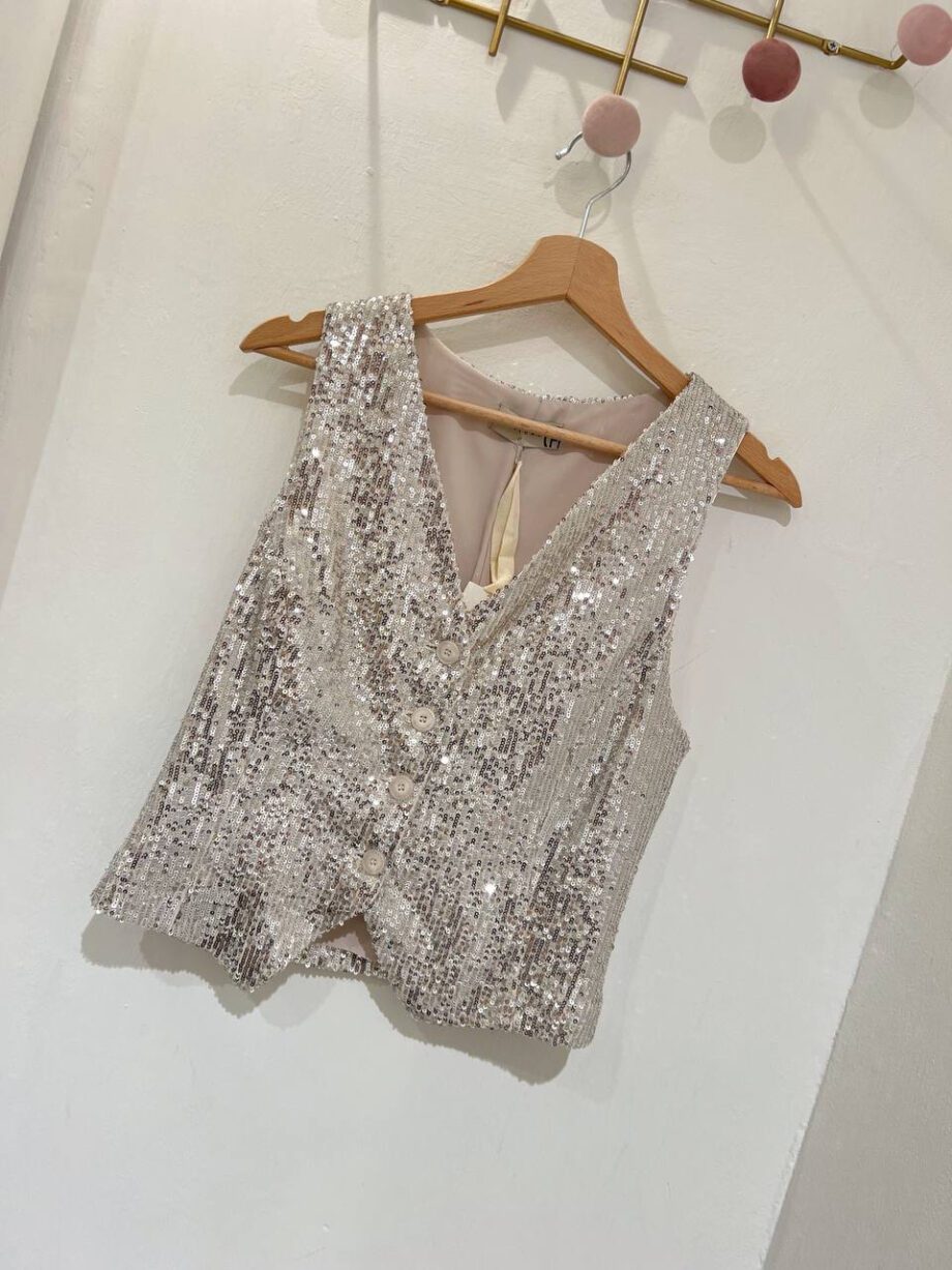 Shop Online Gilet basic paillettes argento HaveOne