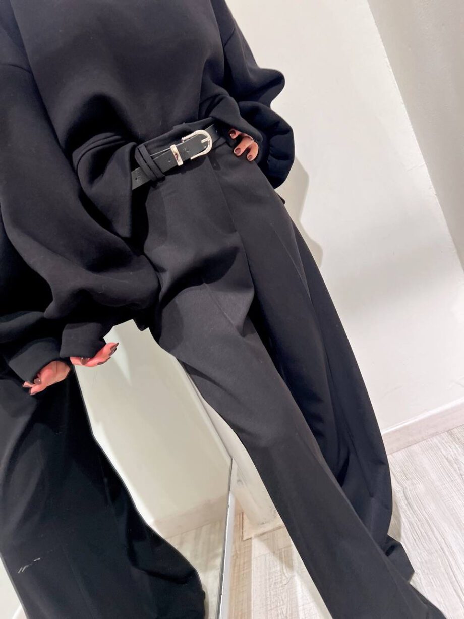 Shop Online Pantalone palazzo nero con cintura Haveone