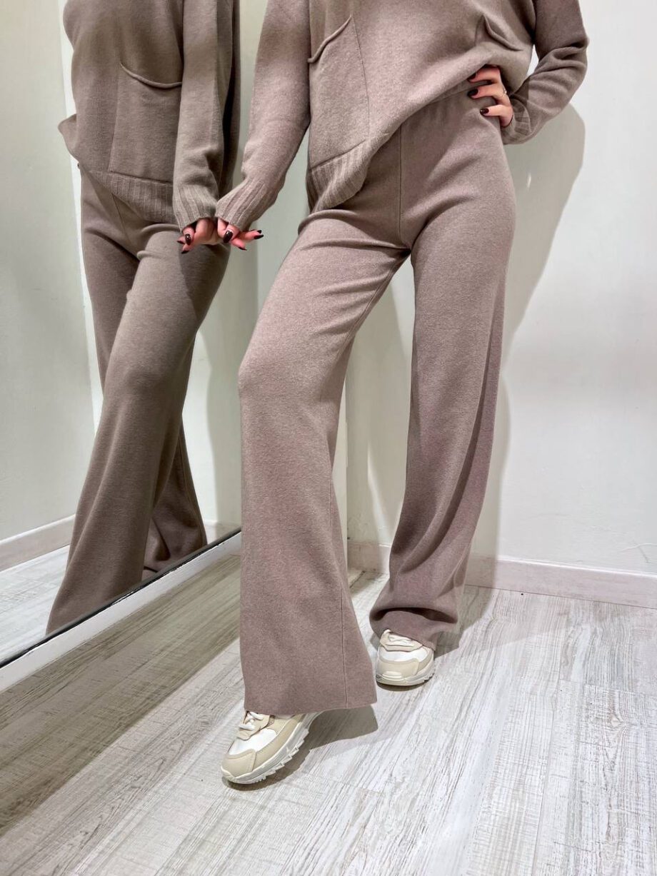 Shop Online Pantalone palazzo in maglia tortora Vicolo