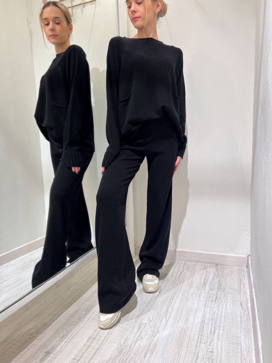 Shop Online Pantalone palazzo in maglia nero Vicolo