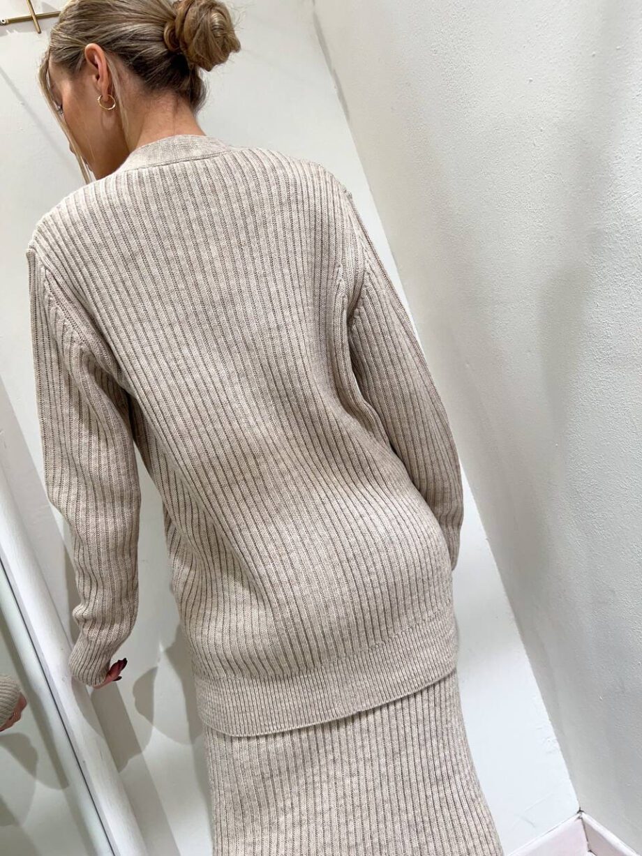 Shop Online Cardigan in maglia beige a coste Vicolo