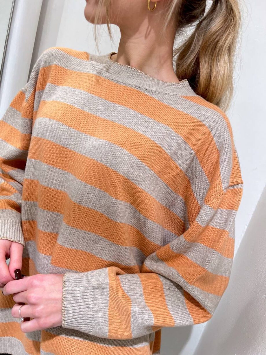 Shop Online Maglione over a righe arancio e beige Vicolo