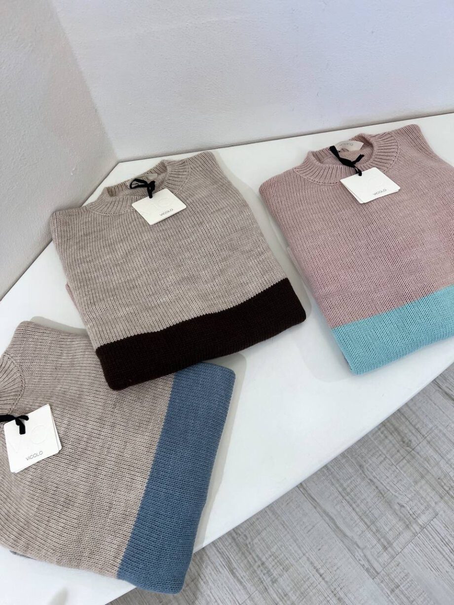 Shop Online Maglione over a righe grigio e rosa nude Vicolo