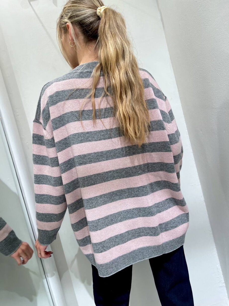 Shop Online Maglione over a righe grigio e rosa nude Vicolo