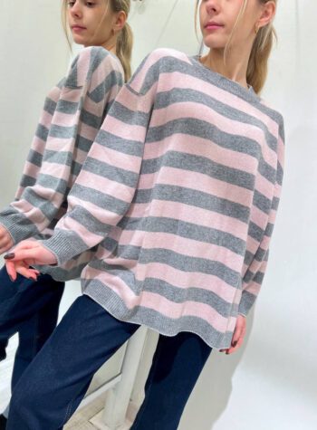 Shop Online Maglione over a righe grigio e rosa nude Vicolo