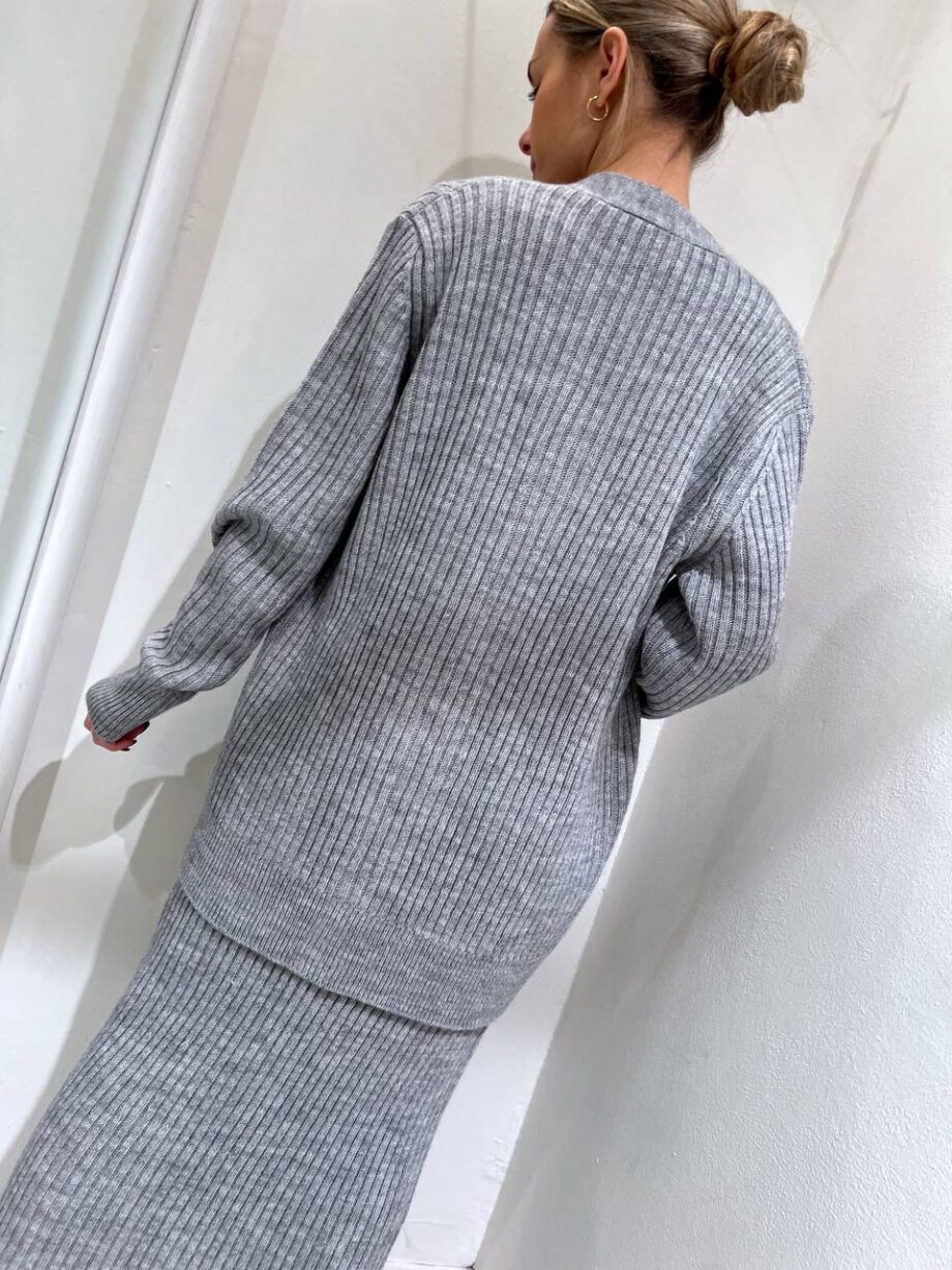 Shop Online Cardigan in maglia grigio a coste Vicolo