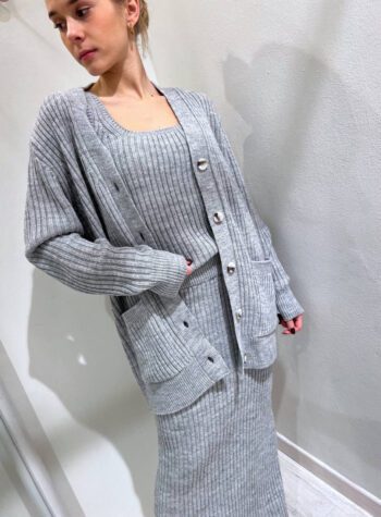 Shop Online Cardigan in maglia grigio a coste Vicolo