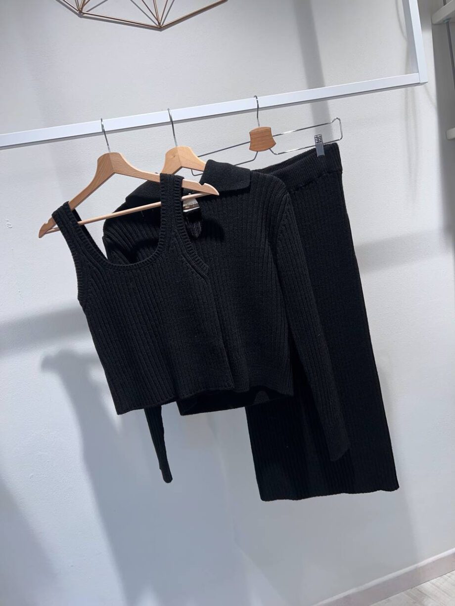 Shop Online Longuette in maglia nera a coste Vicolo