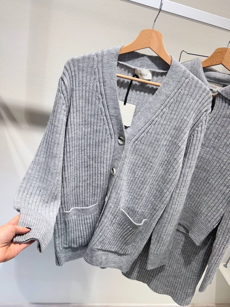 Shop Online Cardigan in maglia grigio a coste Vicolo