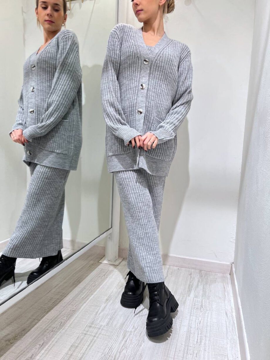 Shop Online Cardigan in maglia grigio a coste Vicolo