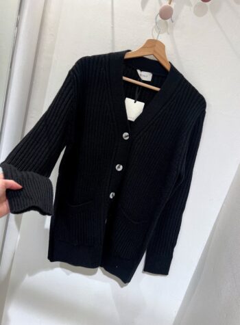 Shop Online Cardigan in maglia nero a coste Vicolo