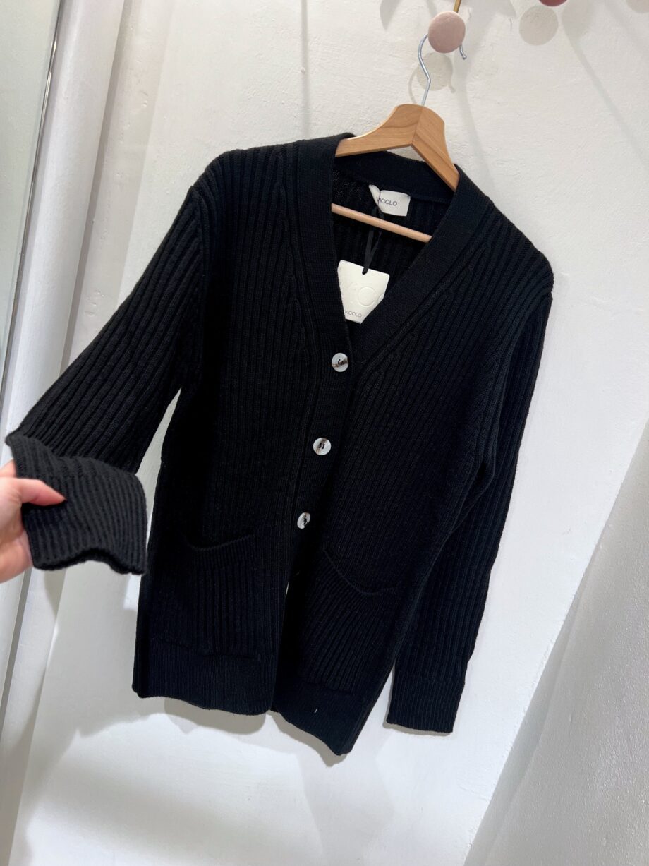Shop Online Cardigan in maglia nero a coste Vicolo