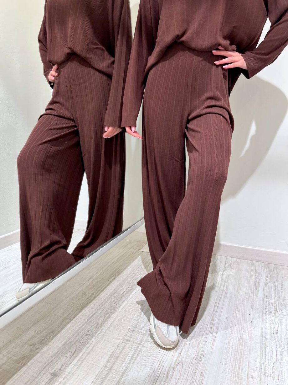 Shop Online Pantalone palazzo in maglia cacao Kontatto