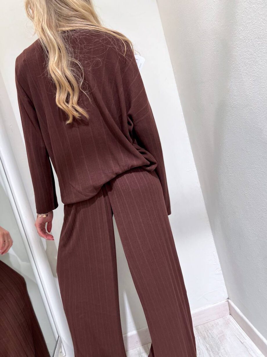 Shop Online Pantalone palazzo in maglia cacao Kontatto