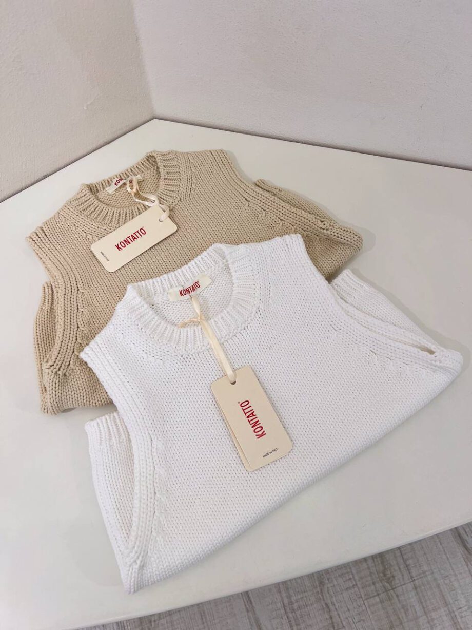 Shop Online Gilet in maglia corto bianco Kontatto