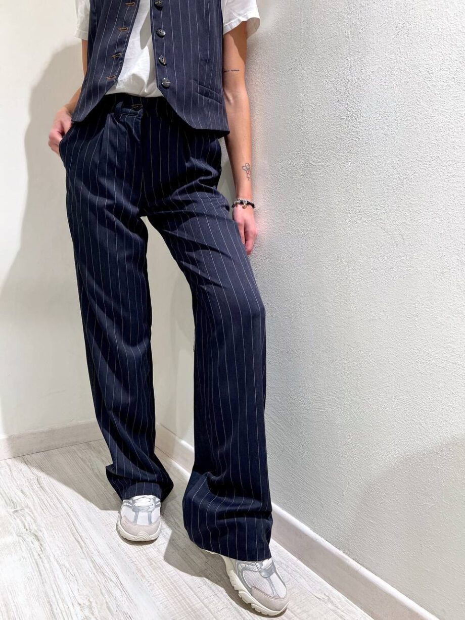 Shop Online Pantalone blu gessato e jeans Vicolo