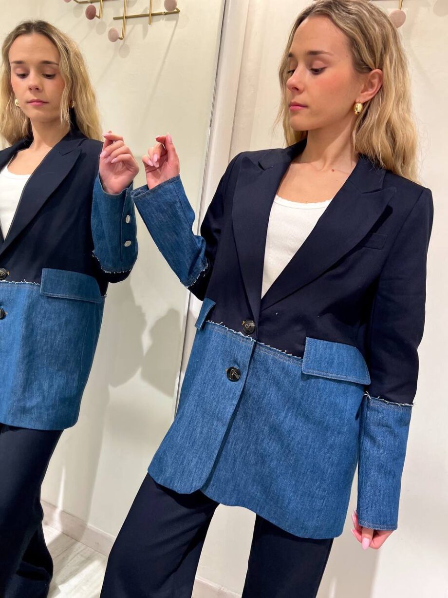 Shop Online Blazer un bottone in denim bicolore Vicolo