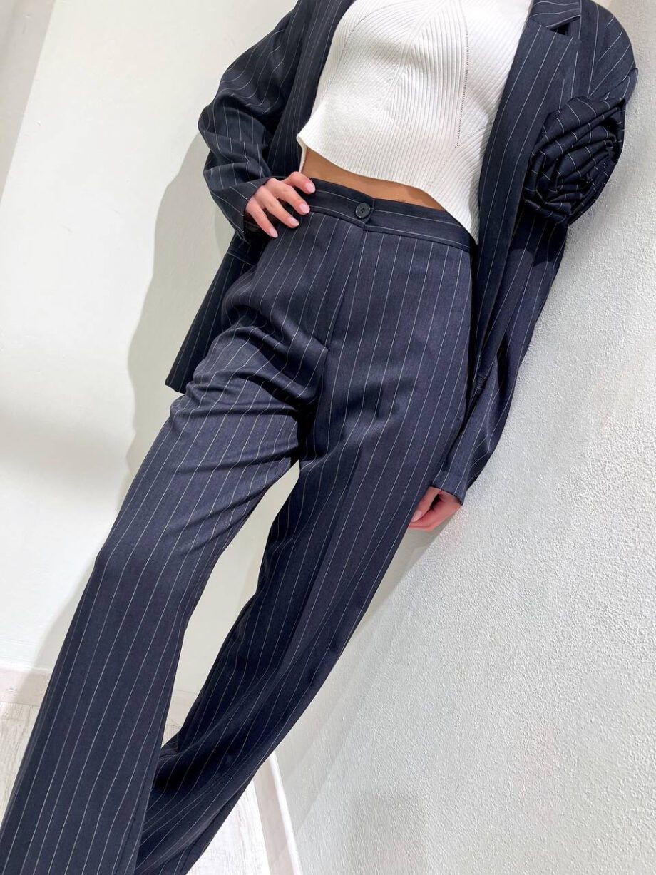 Shop Online Pantalone palazzo blu gessato Vicolo