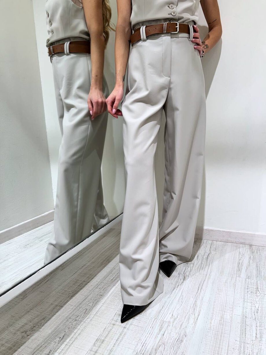 Shop Online Pantalone palazzo grigio perla con cintura HaveOne