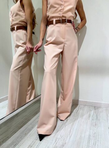 Shop Online Pantalone palazzo rosa con cintura HaveOne