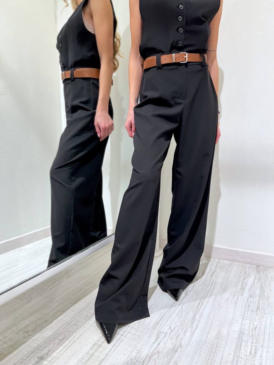 Shop Online Pantalone palazzo nero con cintura HaveOne