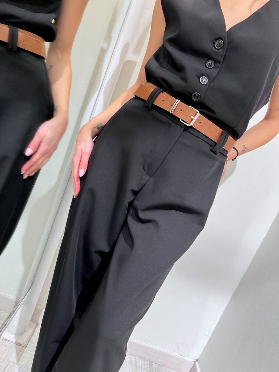 Shop Online Pantalone palazzo nero con cintura HaveOne
