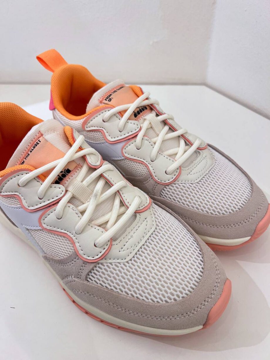 Shop Online Sneakers jolly suede mesh rosa e arancio Diadora