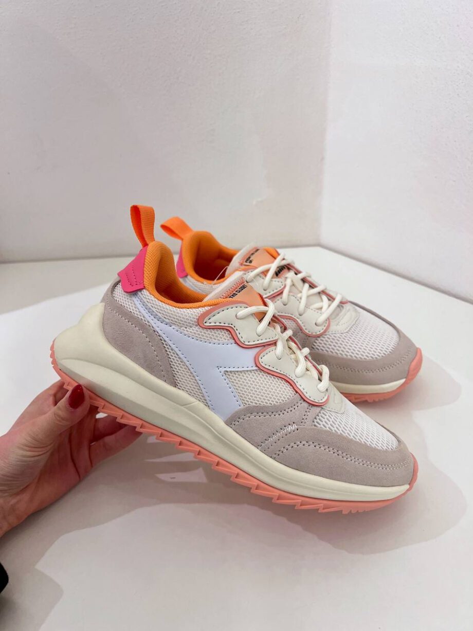 Shop Online Sneakers jolly suede mesh rosa e arancio Diadora