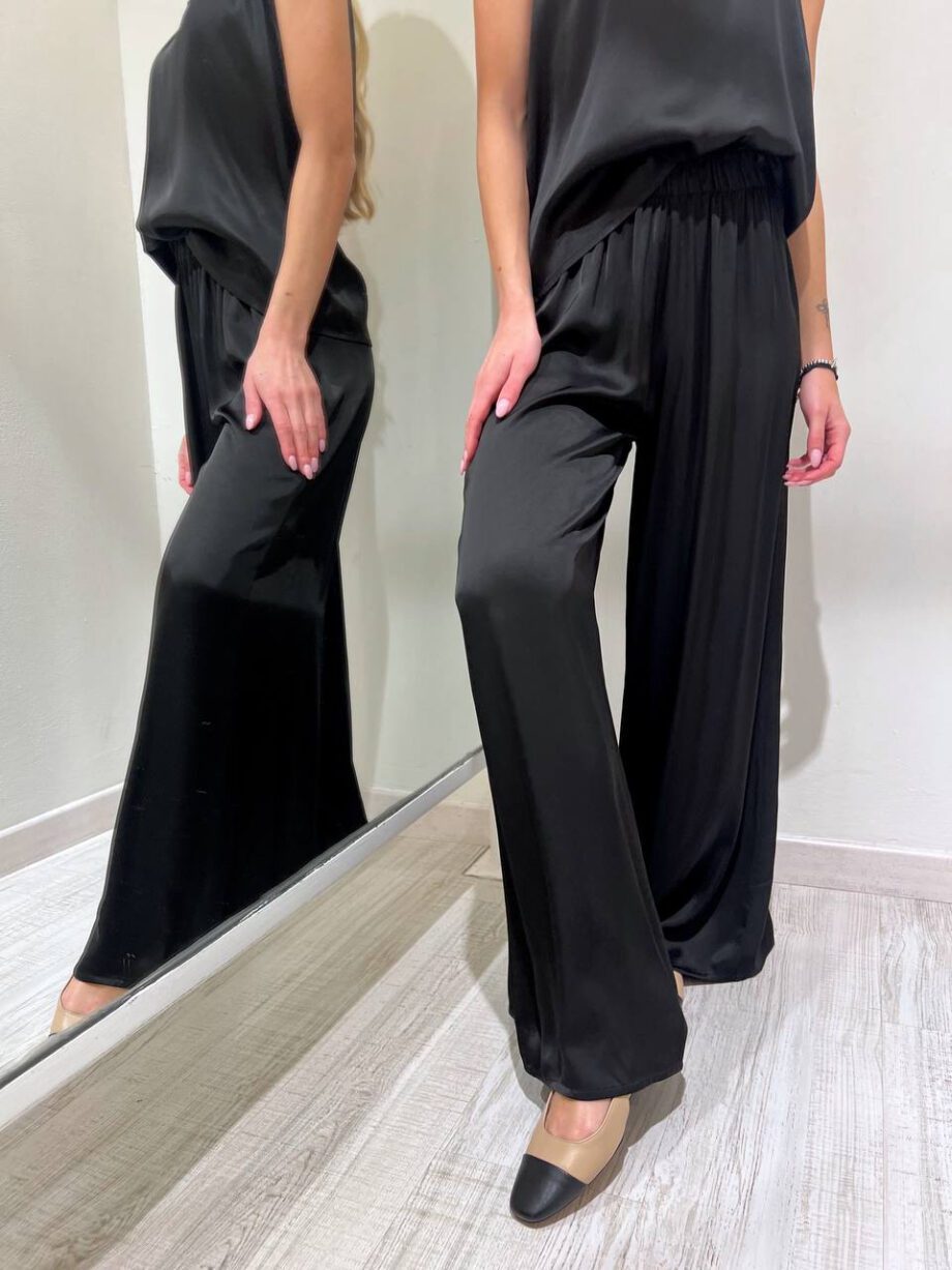 Shop Online Pantalone satin nero morbido in viscosa HaveOne