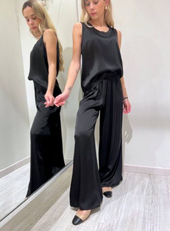 Shop Online Pantalone satin nero morbido in viscosa HaveOne