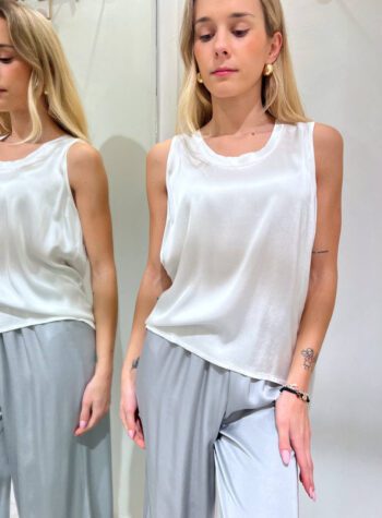 Shop Online Canotta satin bianco latte in viscosa HaveOne