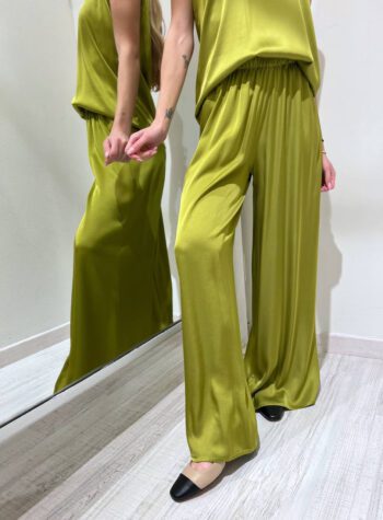 Shop Online Pantalone satin guacamole morbido in viscosa HaveOne