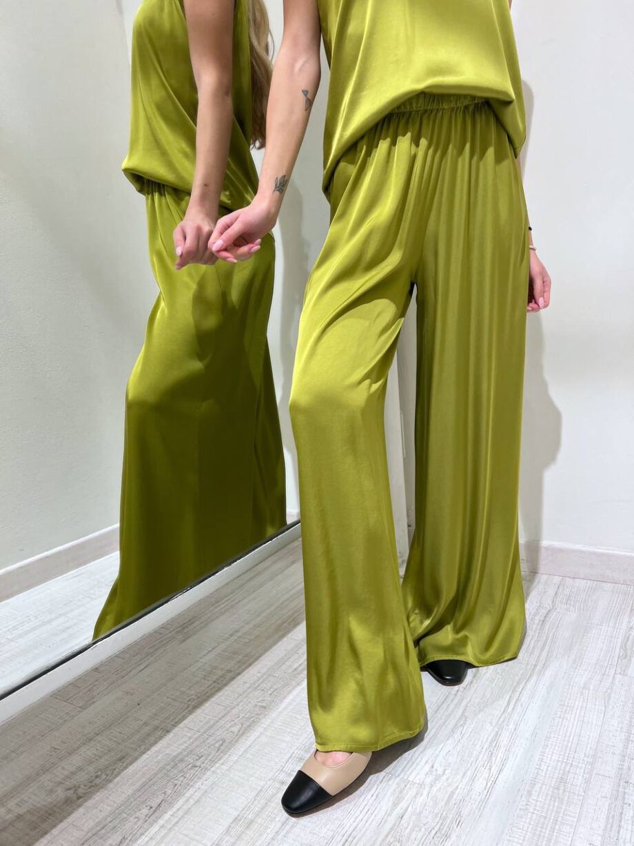 Shop Online Pantalone satin guacamole morbido in viscosa HaveOne