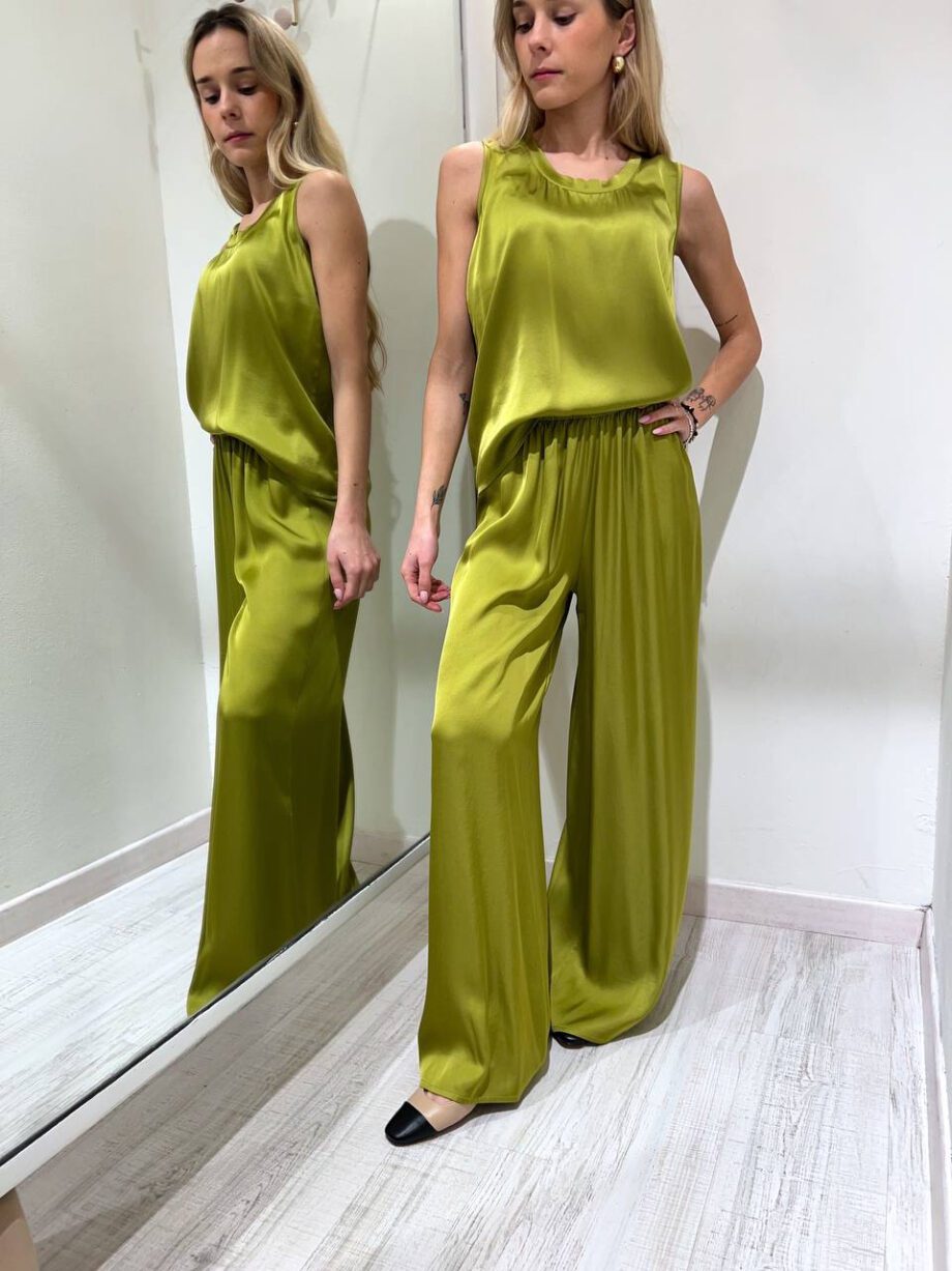 Shop Online Pantalone satin guacamole morbido in viscosa HaveOne