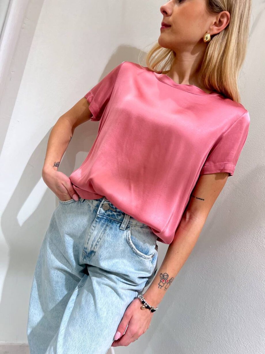 Shop Online T-shirt satin rosa bubble in viscosa HaveOne