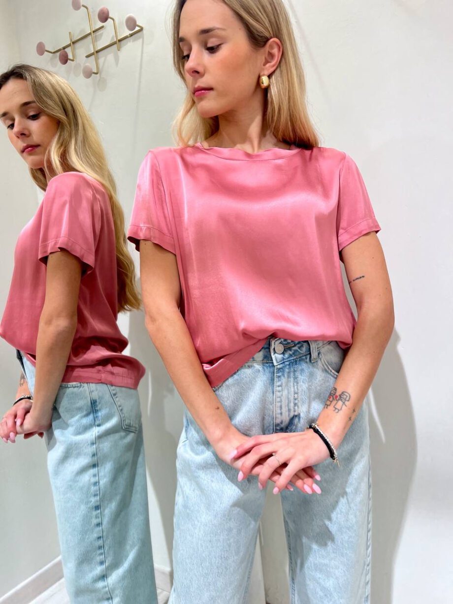 Shop Online T-shirt satin rosa bubble in viscosa HaveOne
