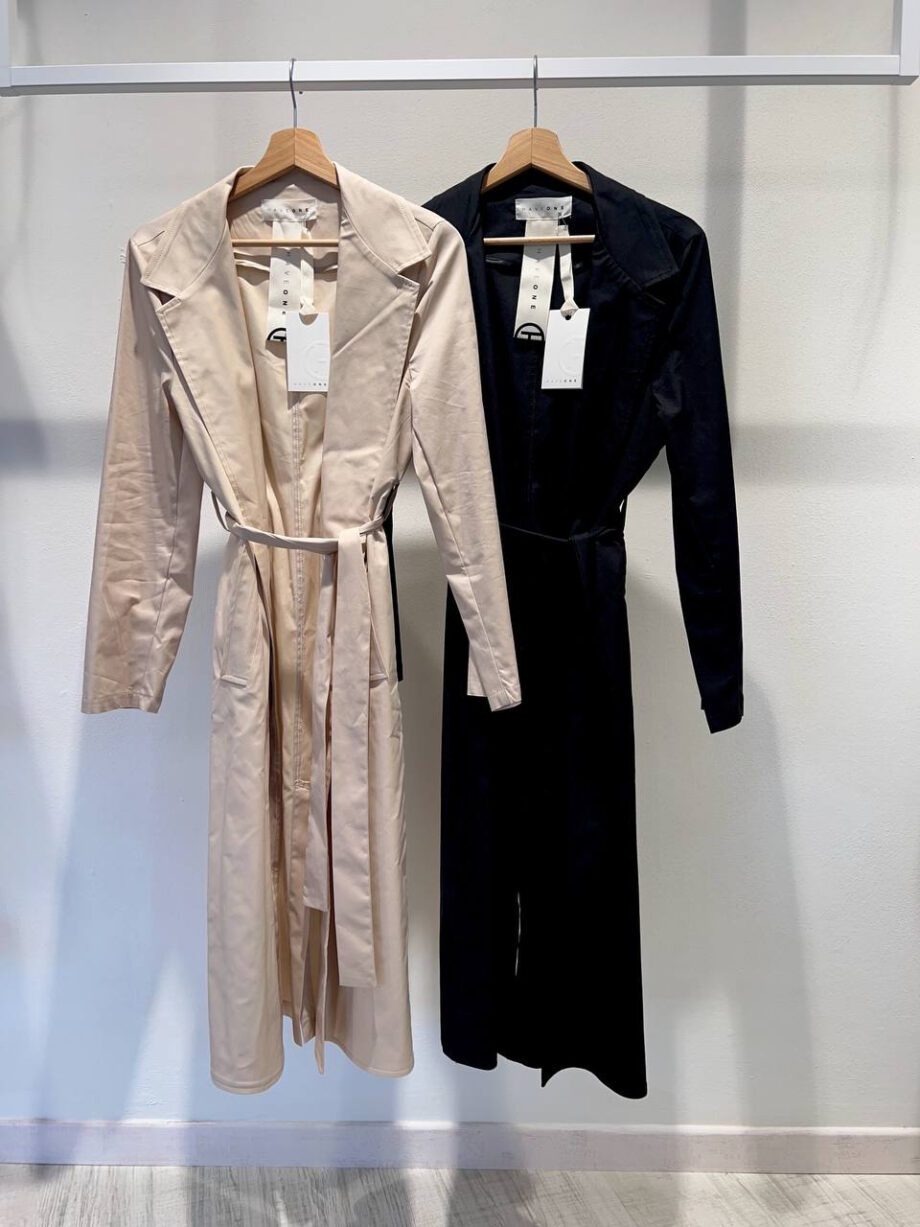 Shop Online Trench lungo beige con cintura HaveOne