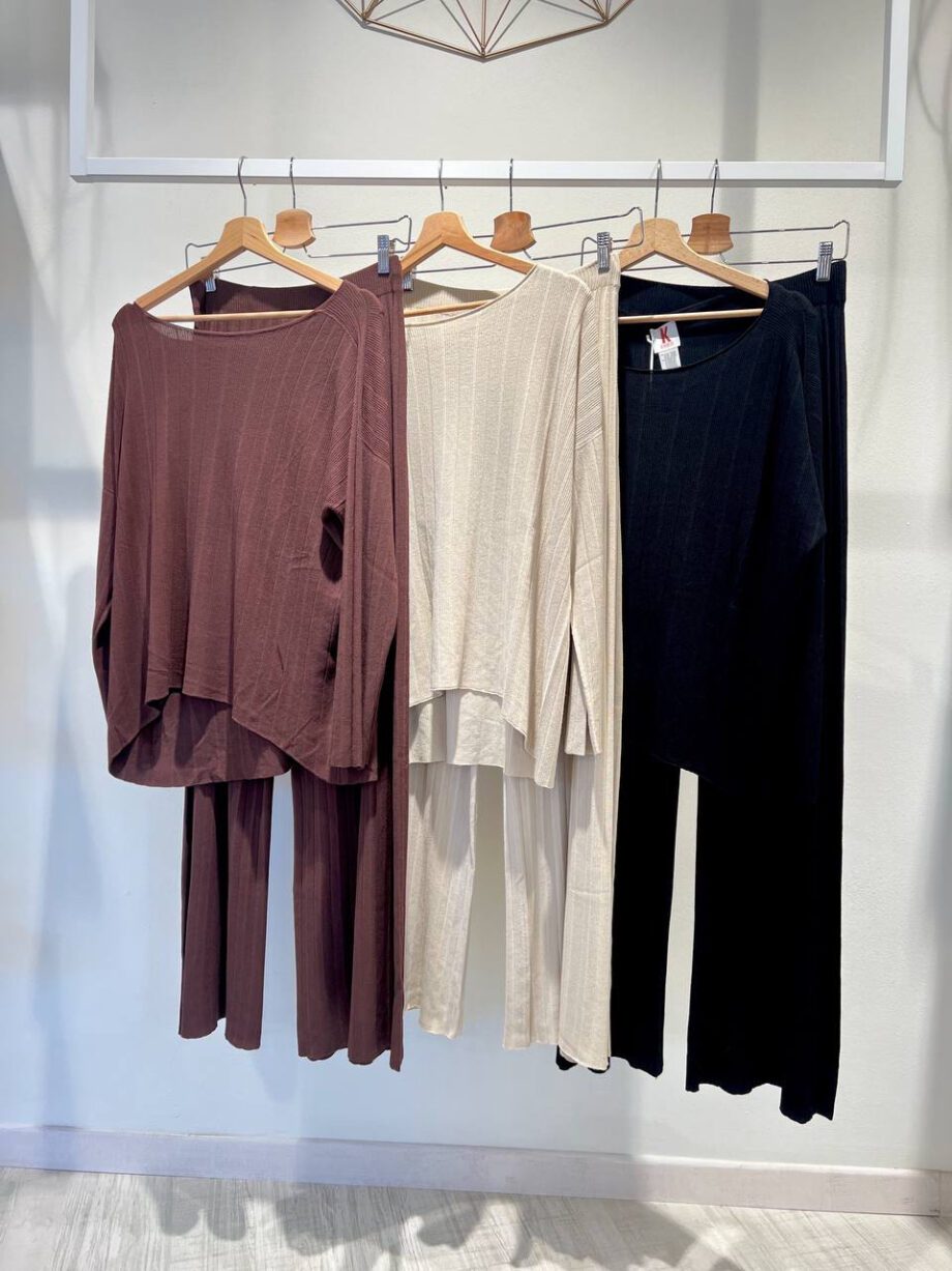 Shop Online Pantalone palazzo in maglia cacao Kontatto