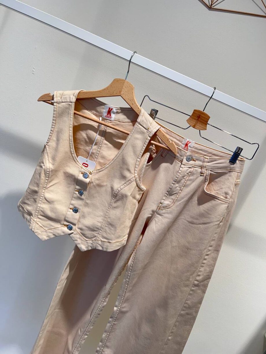 Shop Online Jeans palazzo beige con cuciture Kontatto