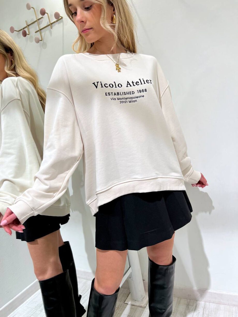Shop Online Felpa oversize panna scritta logo Vicolo