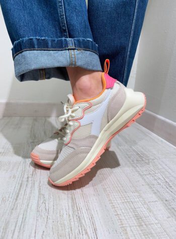 Shop Online Sneakers jolly suede mesh rosa e arancio Diadora